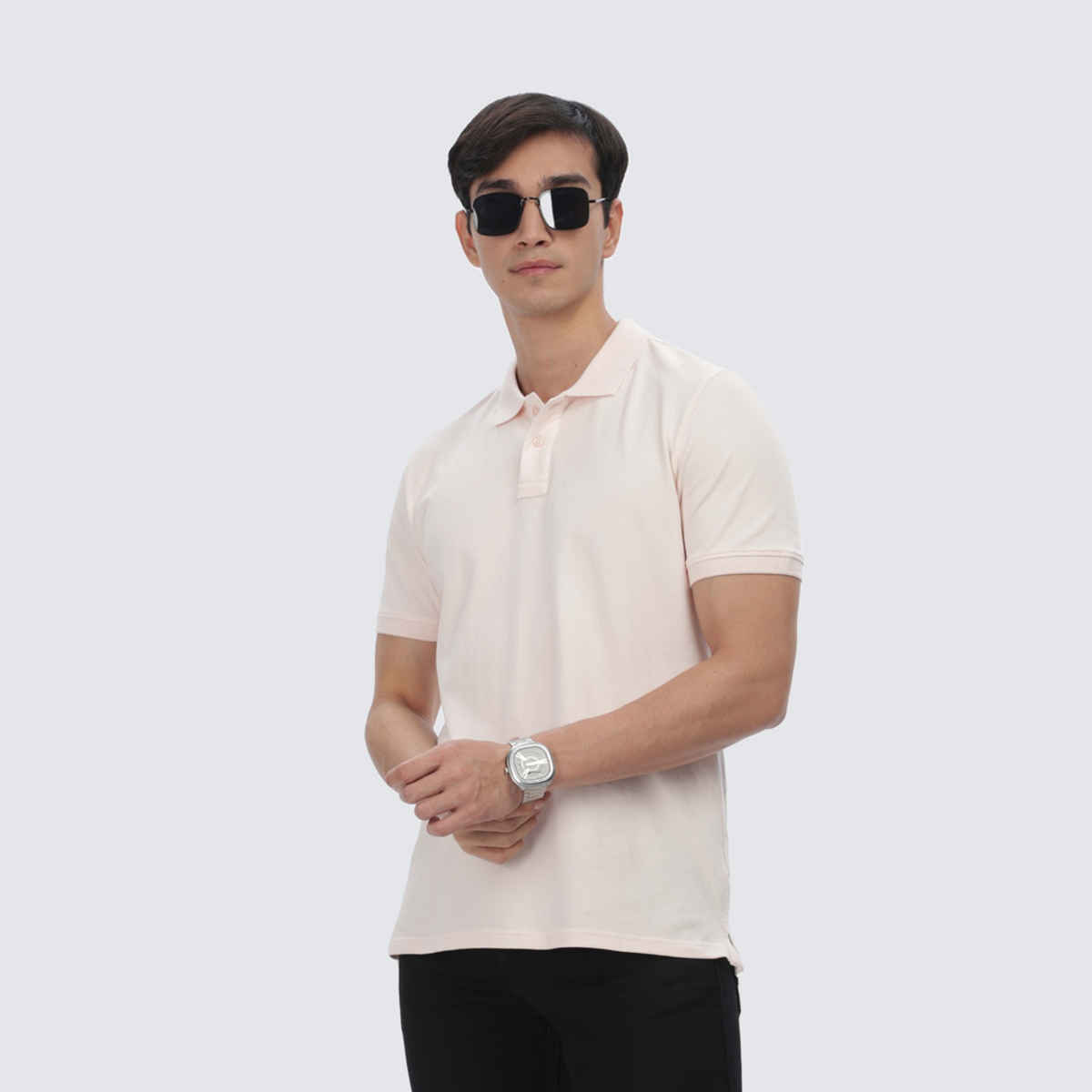 OUTLAWS Men's Premium Cotton Lycra Polo T-Shirt | Pink - 2XL