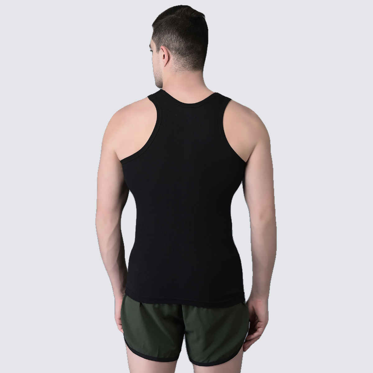 Dollar Bigboss Men's Black Solid Combed Cotton Vest | Pack Of 2 - Black - XXL