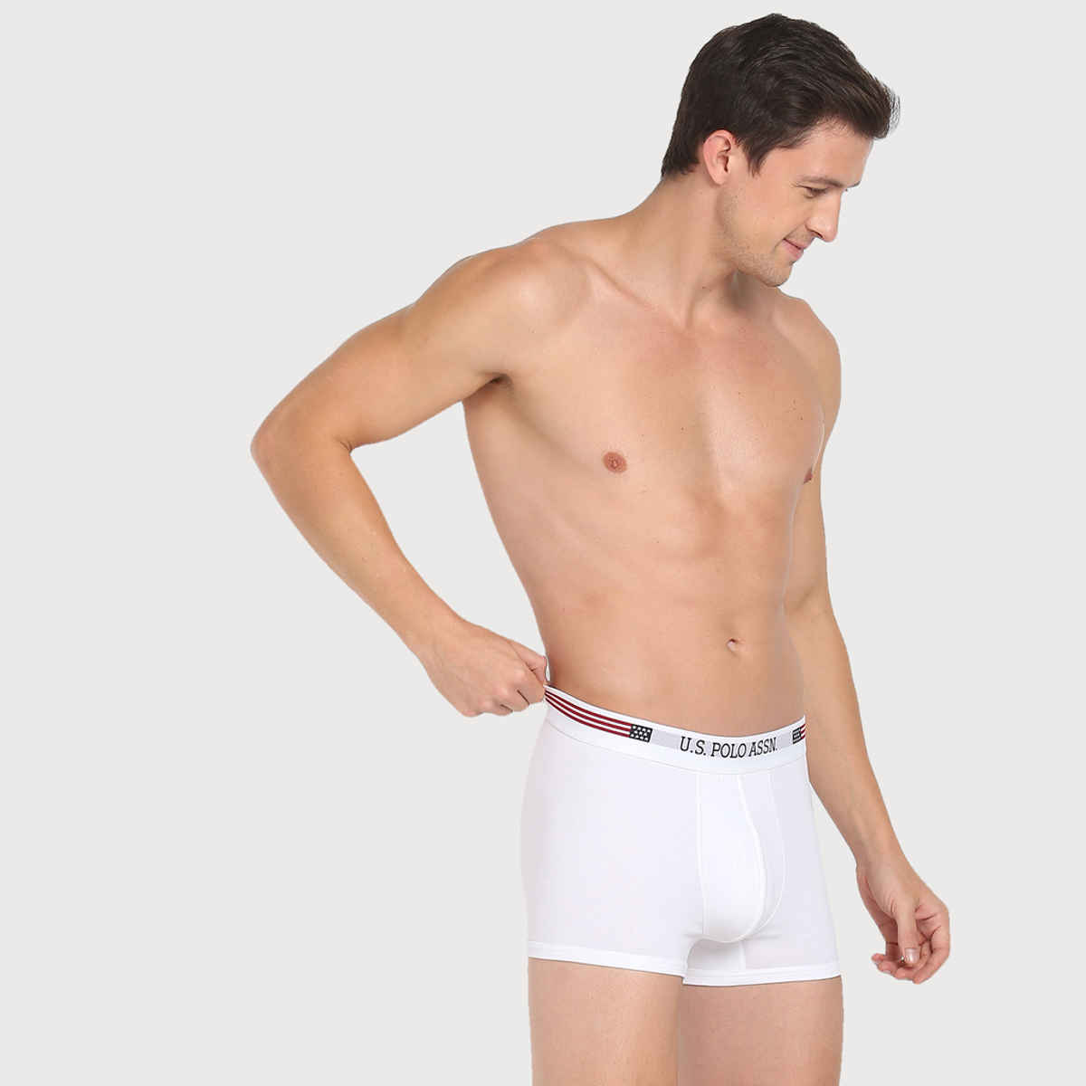 USPA Mid Rise Cotton Spandex Mens Trunk - White - M