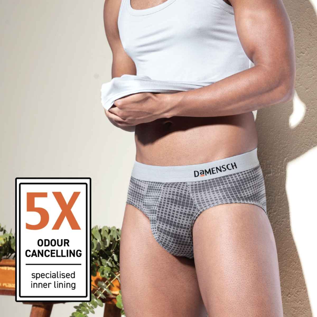 DaMENSCH Men's Modal Briefs | Silver and Grey - M