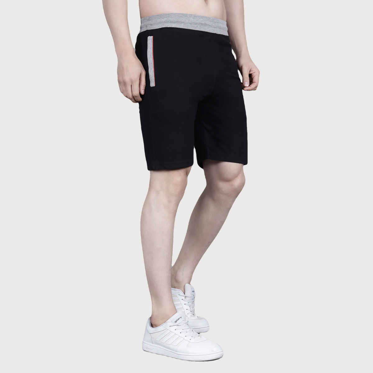 Texfro Men's | Solid Knee Length Sports & Regular Shorts with Side Pockets - Black | 2XL
