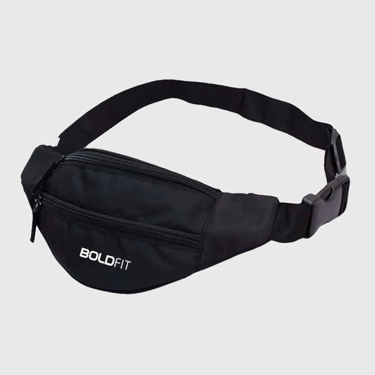 Boldfit Unisex Waist Bag Polyester Adjustable Strap | Black
