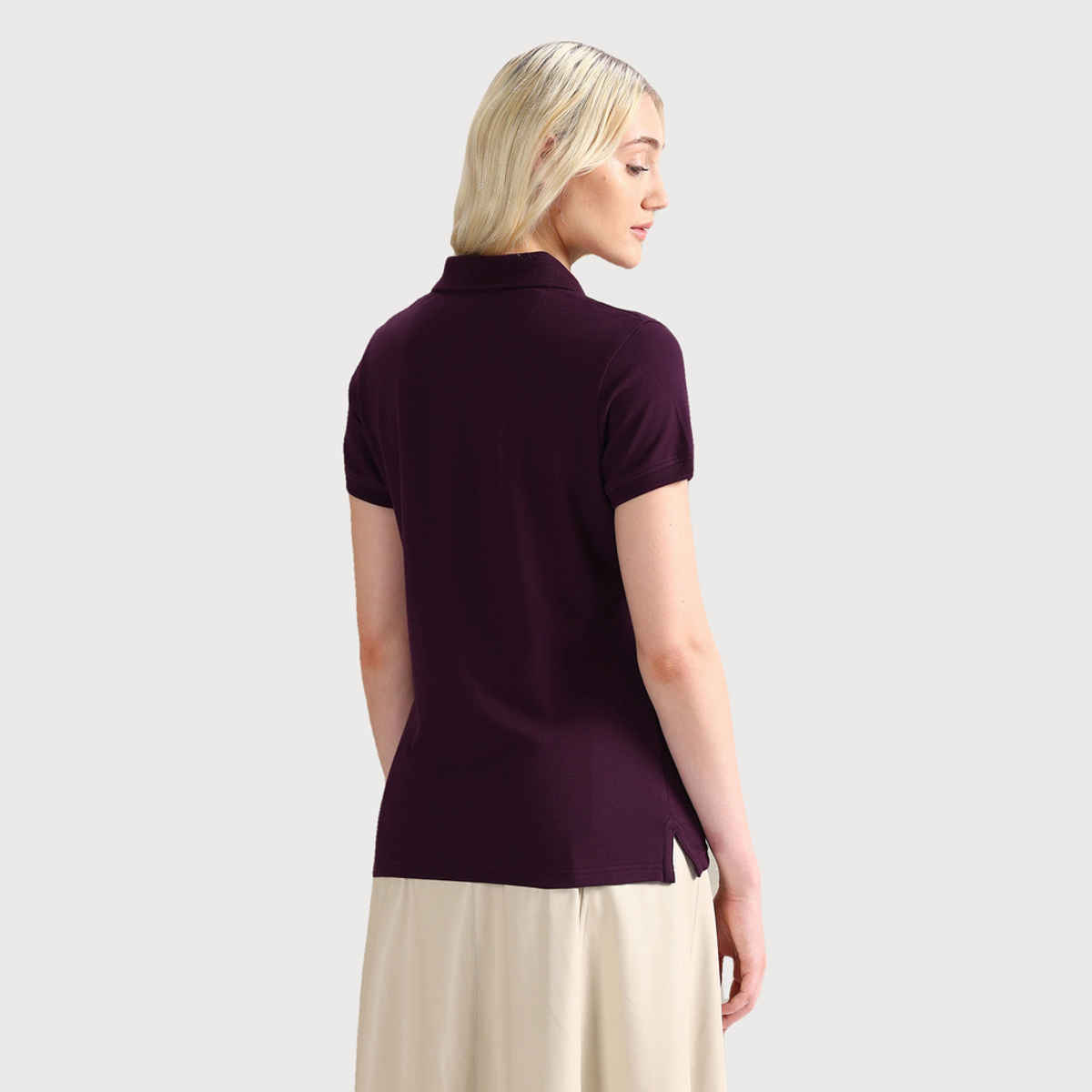 USPA Embroidered Logo Regular Polo Tshirt For Women - Plum - XL