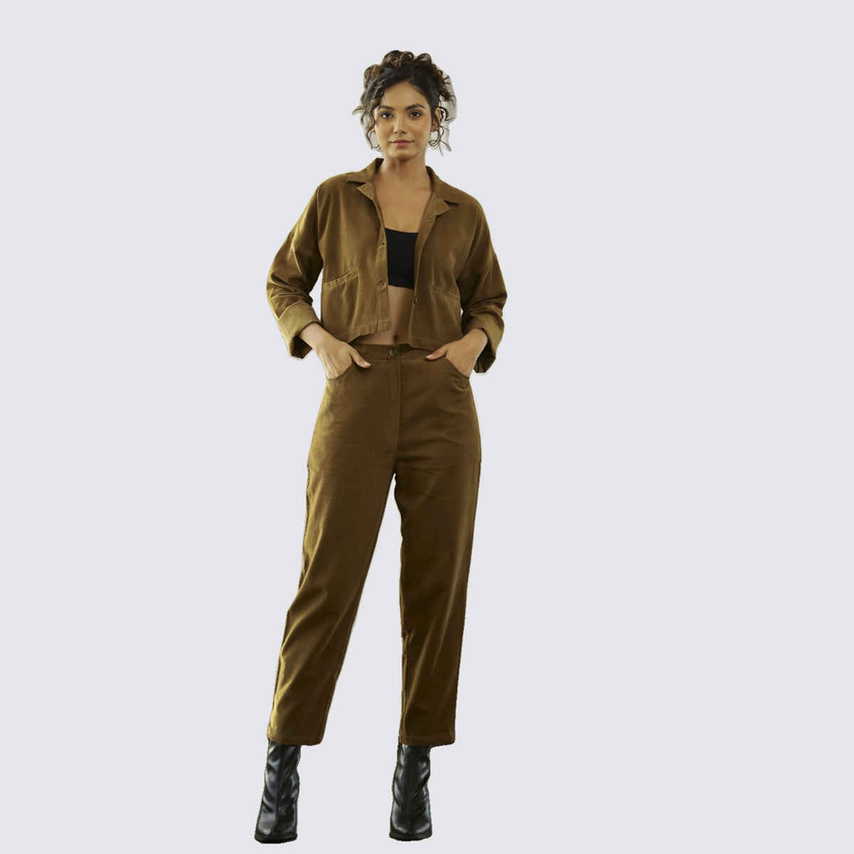 Sanskrutihomes Shirt With Trousers Co-Ords | Brown| XL