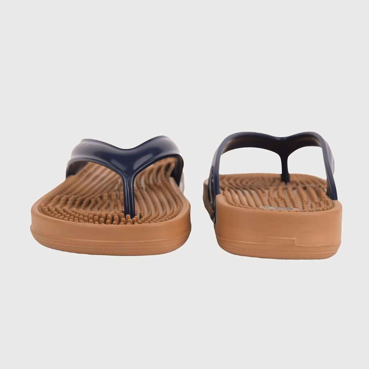 Action Women's Hran-62 Ortho Slippers | Acupressure Insole | Pain Relief Insole | Wood and Blue - UK 5