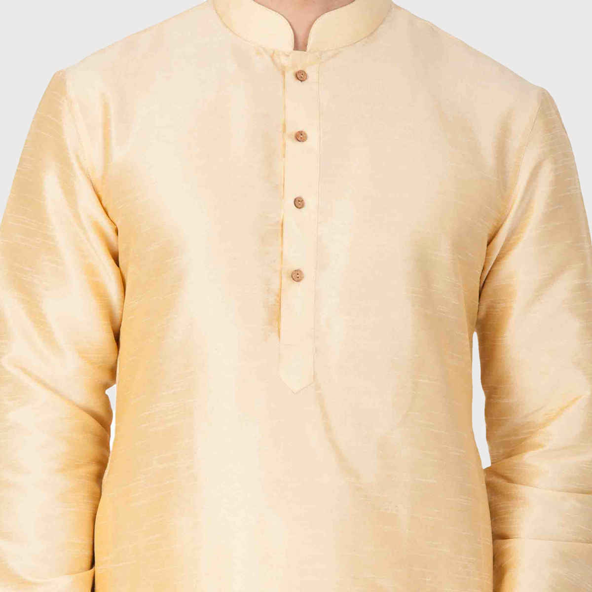 Vastramay Men's Silk Blend Kurta | Gold - M