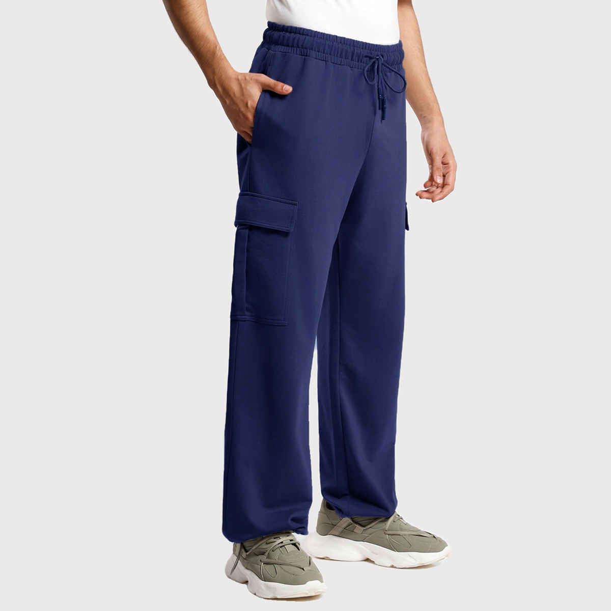 Nobero Men's Oversized Cargo Joggers | Navy Blue - L