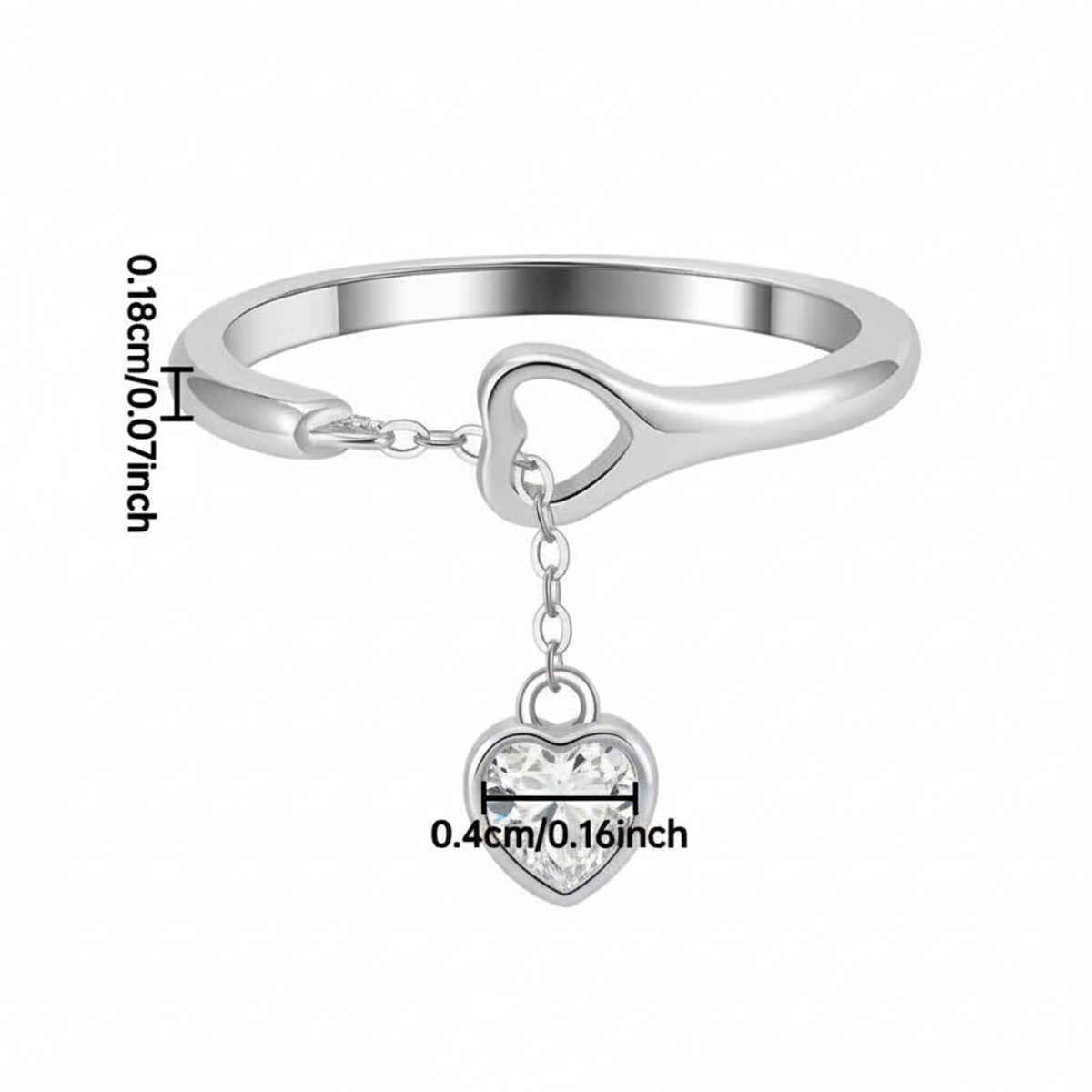 BeautyNX Heart Dangle Silver Ring | Silver | BNX-RNG-0019