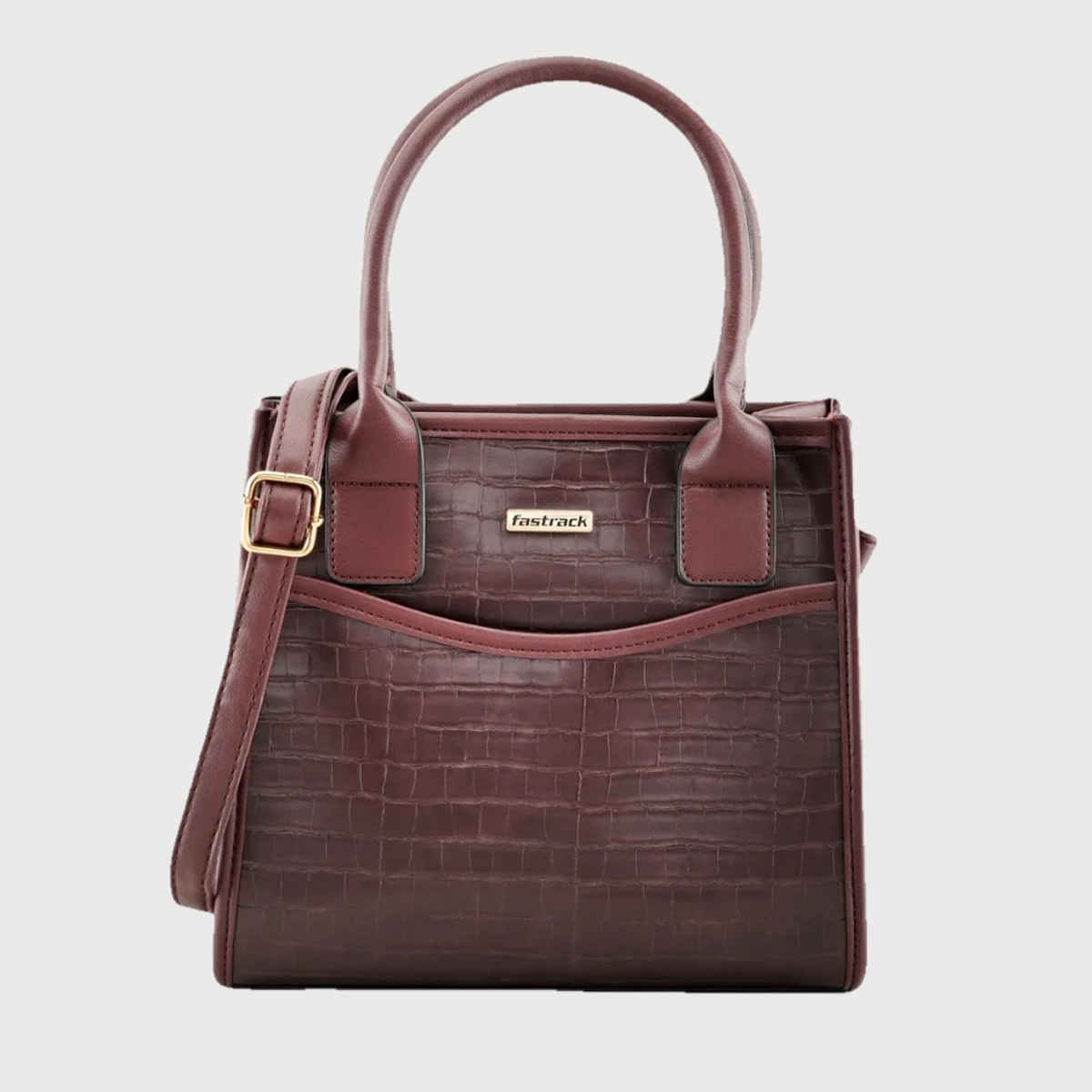 Fastrack Women's Animal Textured Structured Handheld Bag | Brown