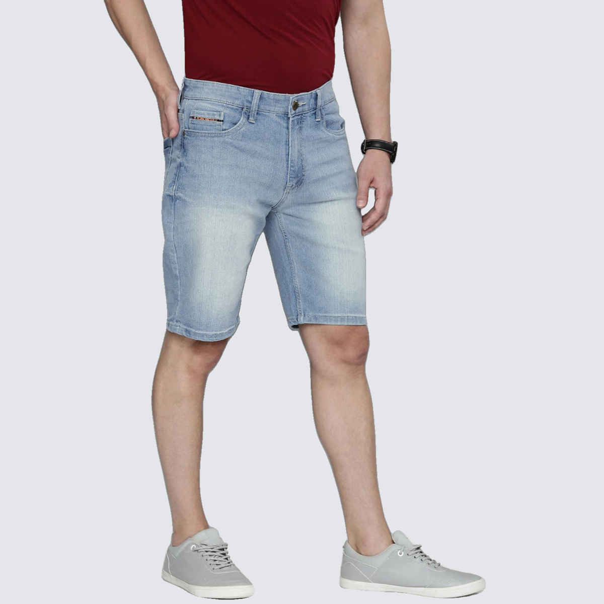 The Indian Garage Co Men | Slim Fit Solid Casual Denim | Ss Blue | 34