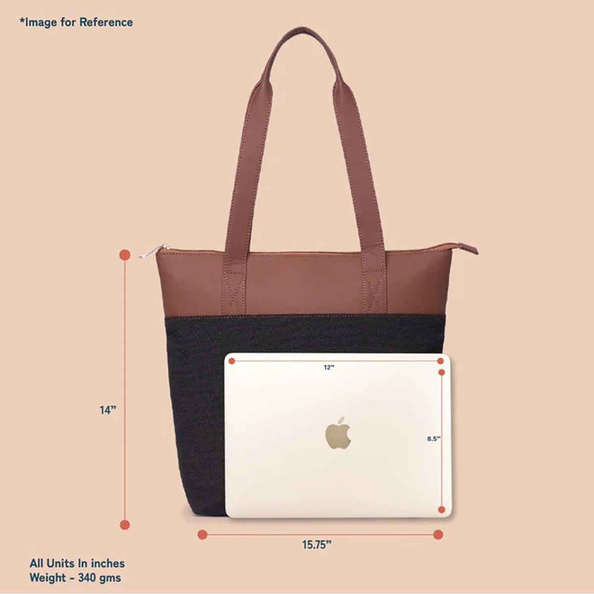 Zouk Women's Vegan Leather 15.5 L Double Handle Tote Bag | Black | Standard