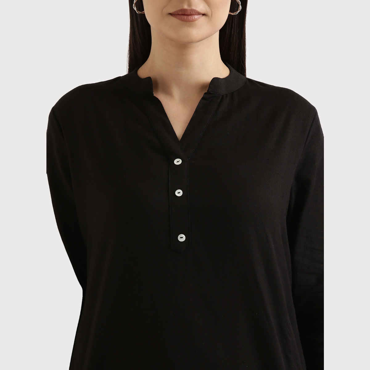 Saadaa Women's Long Airy Linen Kurta | Black - L