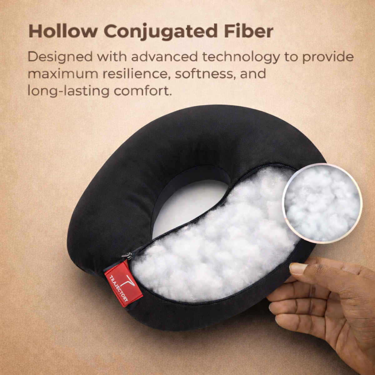 Trajectory Unisex Solid Polyester Neck Pillow | Black - One Size