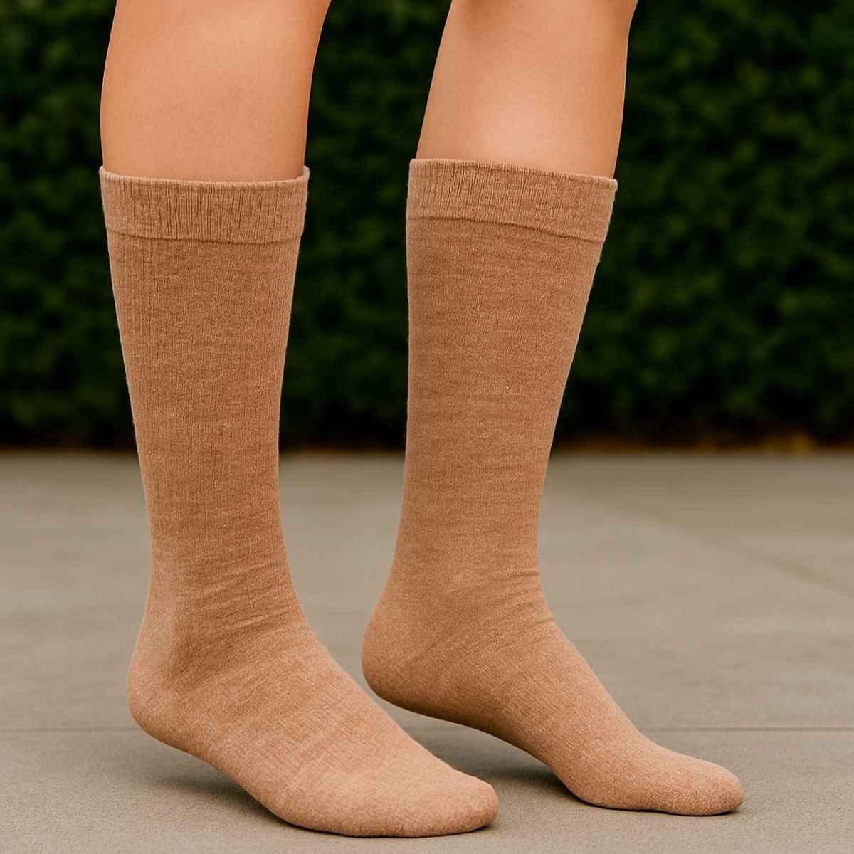 Royal Mart Unisex Solid Wool Full Wollen Socks | Cream - Free Size