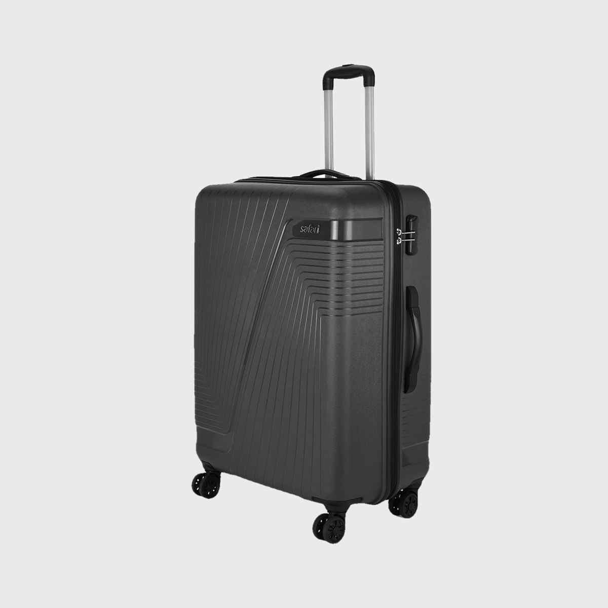 Safari Textured ABS and Polycarbonate Telescopic Trolley Bag | Black - L