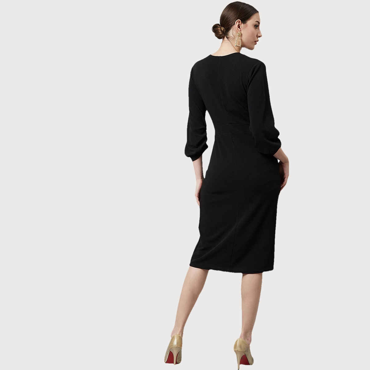 Athena Women's V-Neck Sheath Dress | Black - L