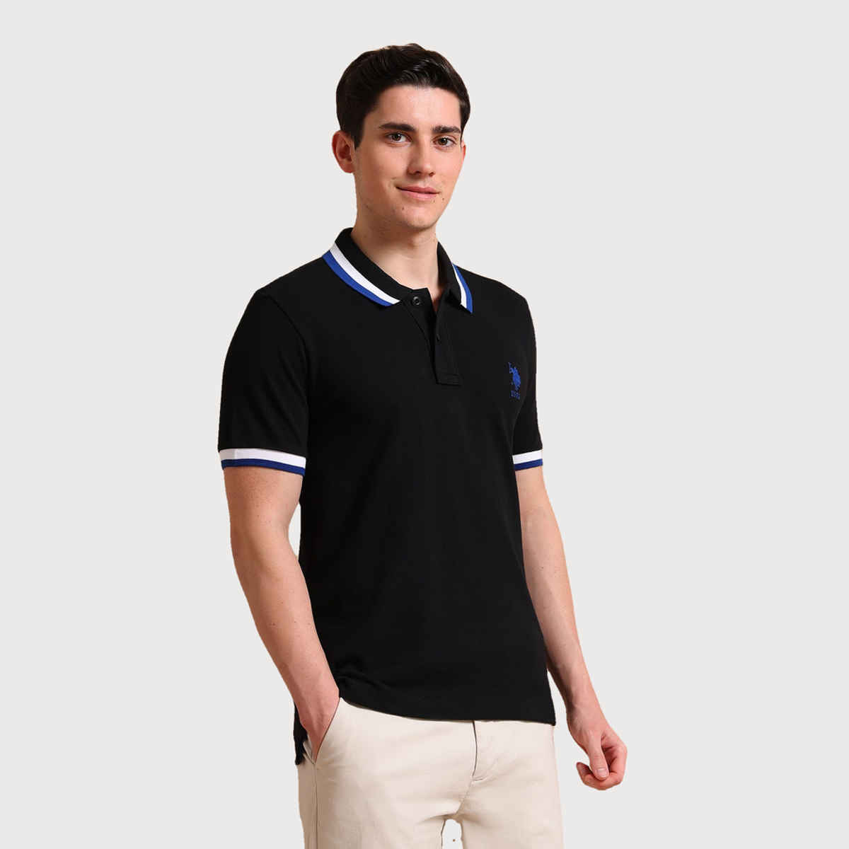 U.S. Polo Assn. Men's Heritage Tipped Polo Shirt | Black - L