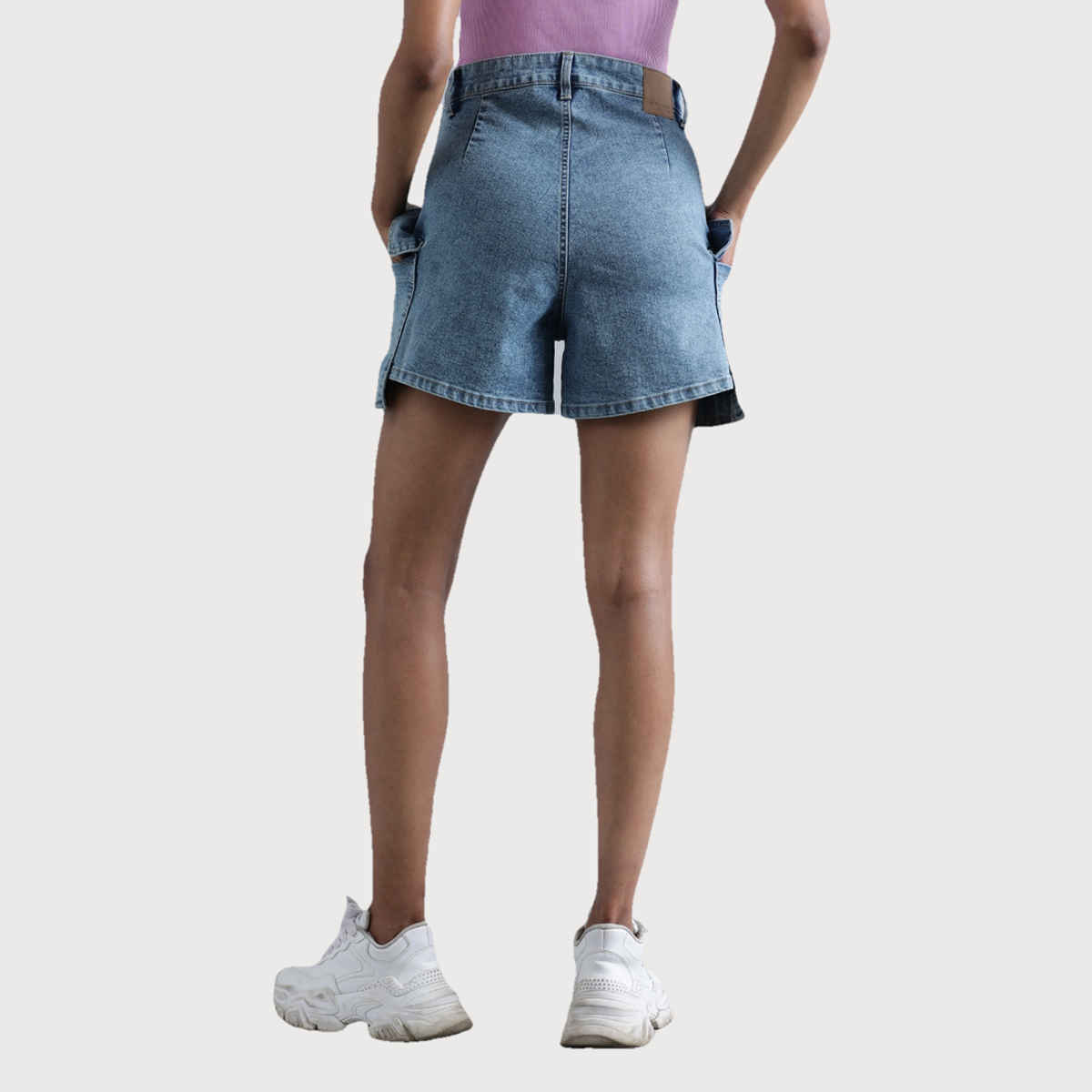 Bene Kleed Women Mid Blue Regular Denim Shorts 34