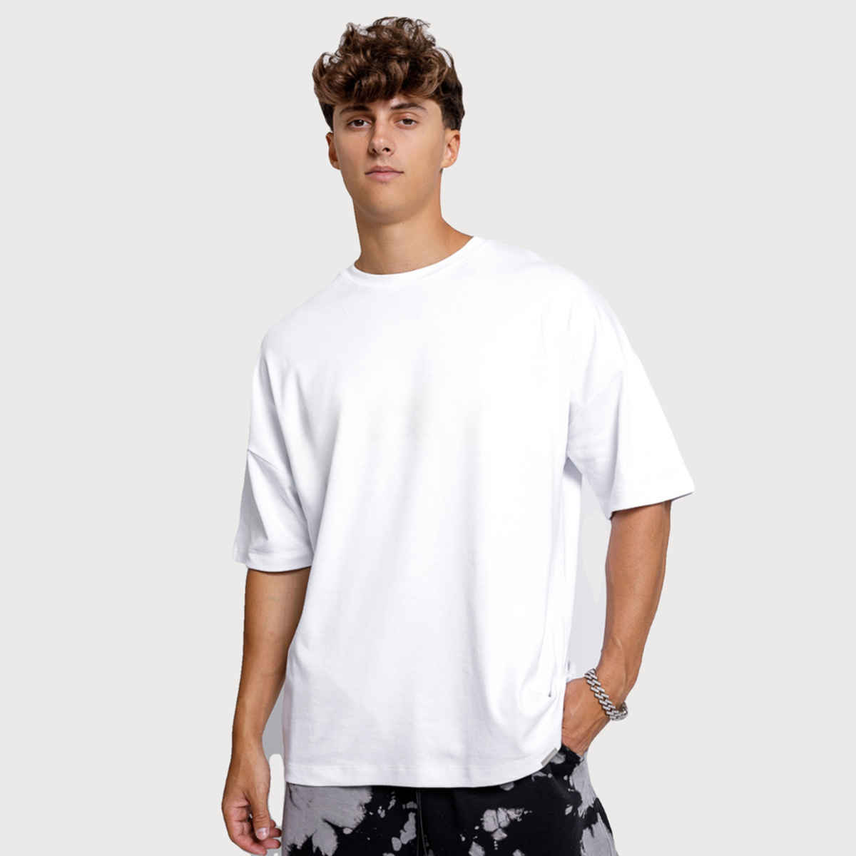 De Tees Men's Oversize T-shirt | M-OST-WHITE-BUNNY | White - M