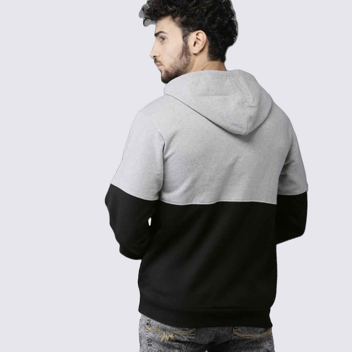 Campus Sutra Men's Pullover Hoodie With Ribbed Hem | Multicolour - M