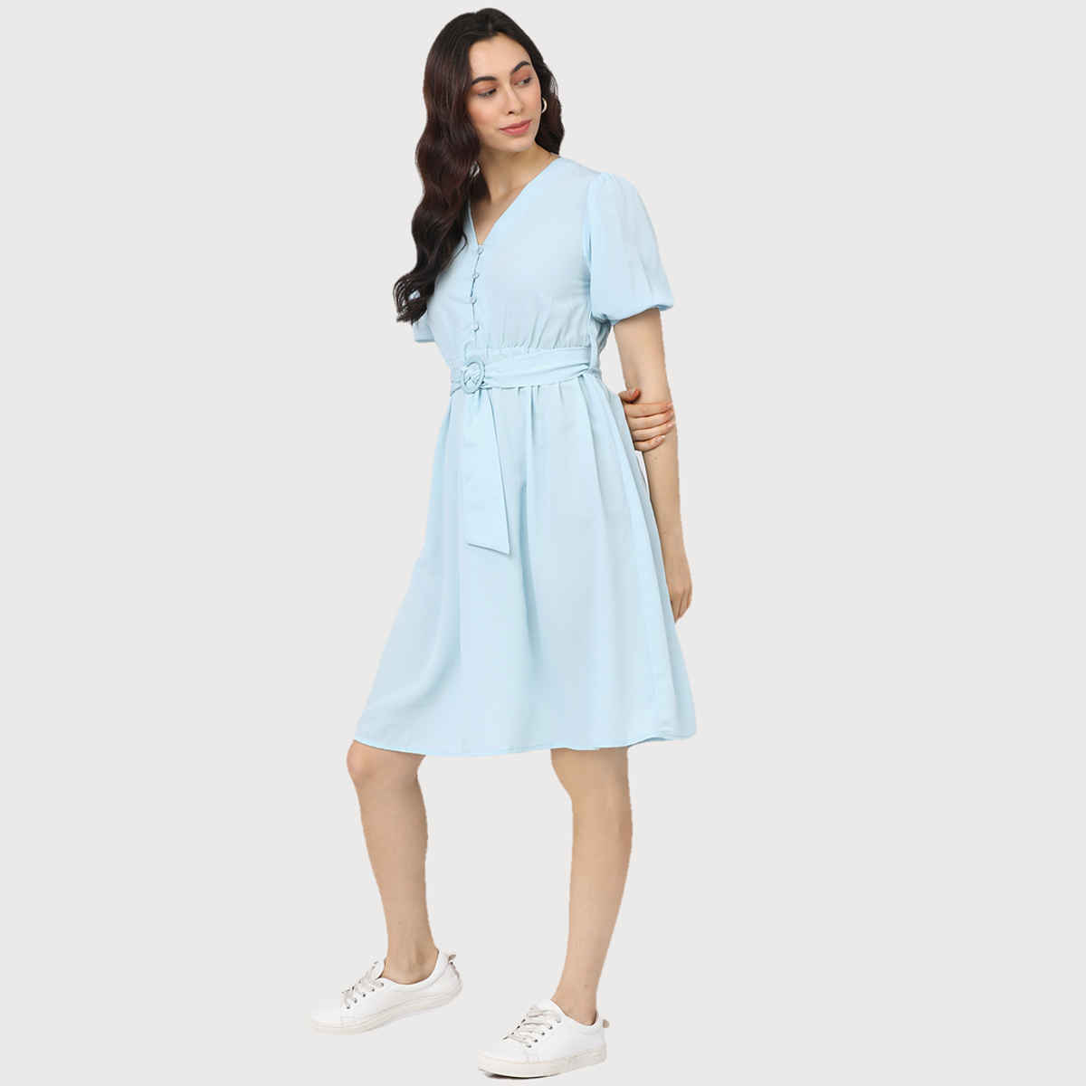 Tokyo Talkies Women's A-Line Knee Length Dress | Blue - XL