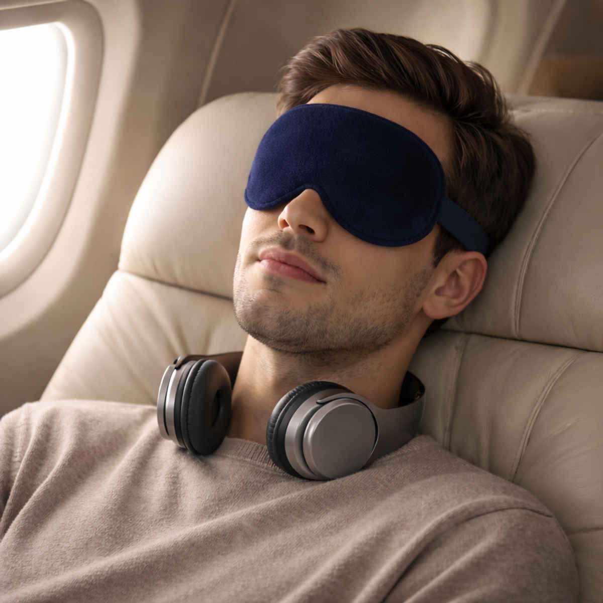 Trajectory Eye Mask for Sleeping with Adjustable Strap Velvet Sleep Mask | Blue