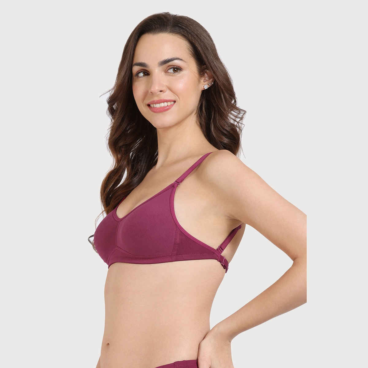 Zivame Women's Basics Double Layered Non Wired Full Coverage Backless Bra | Beet Red - 34C