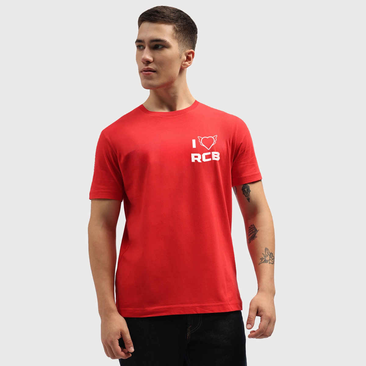 De Tees Men's IPL RCB Half Sleeve T-shirt | Red - L