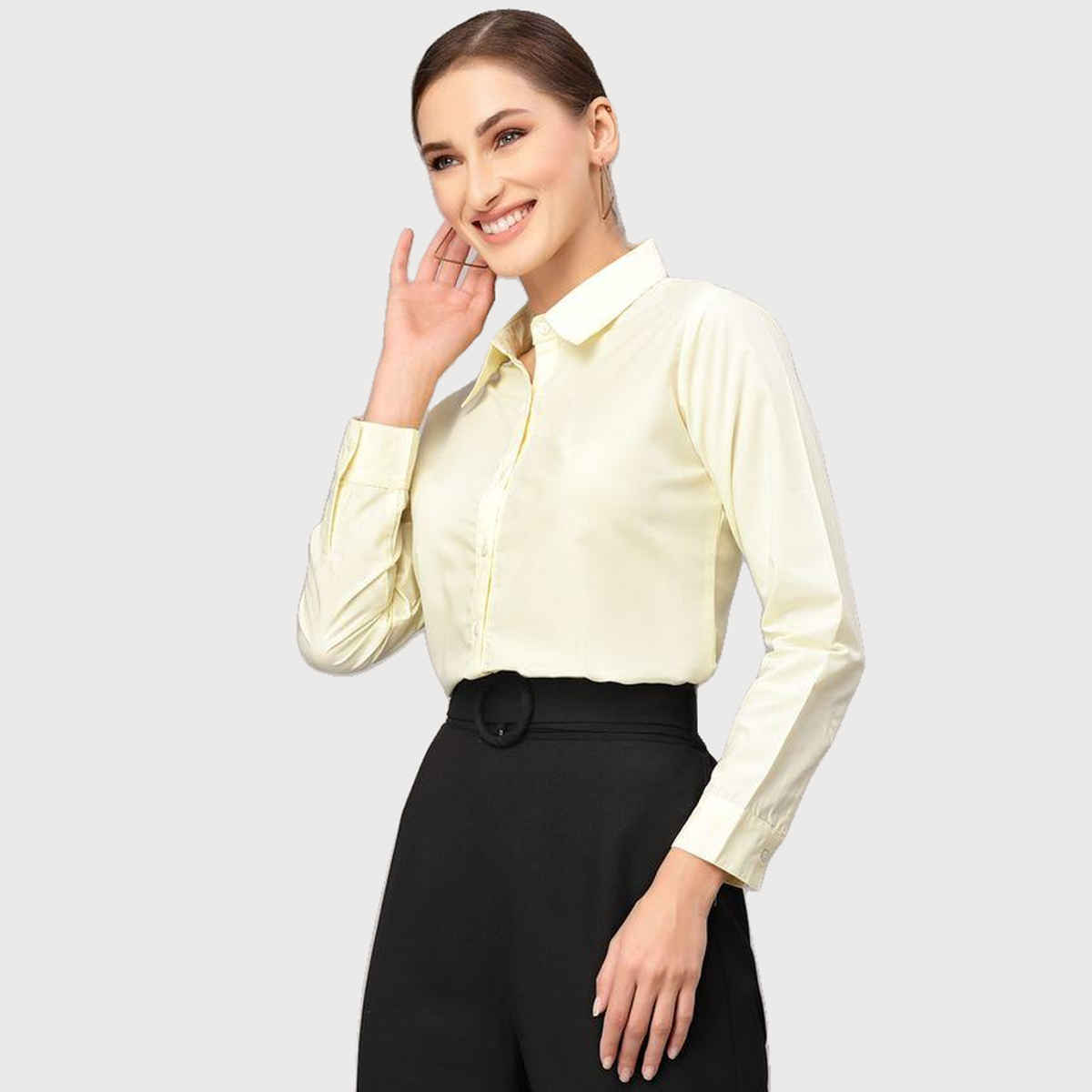 Style Quotient Women Yellow Classic Formal Shirt-M