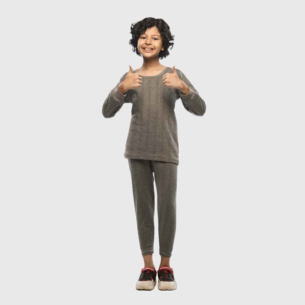 Lux Inferno Thermal Top and Bottom Set for Kids | Charcoal | 40