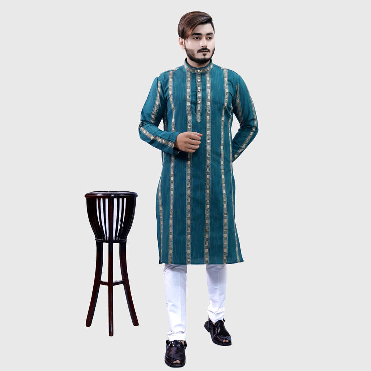 Tibra Collection Men Kurta - Ocean | Cotton Blend | S