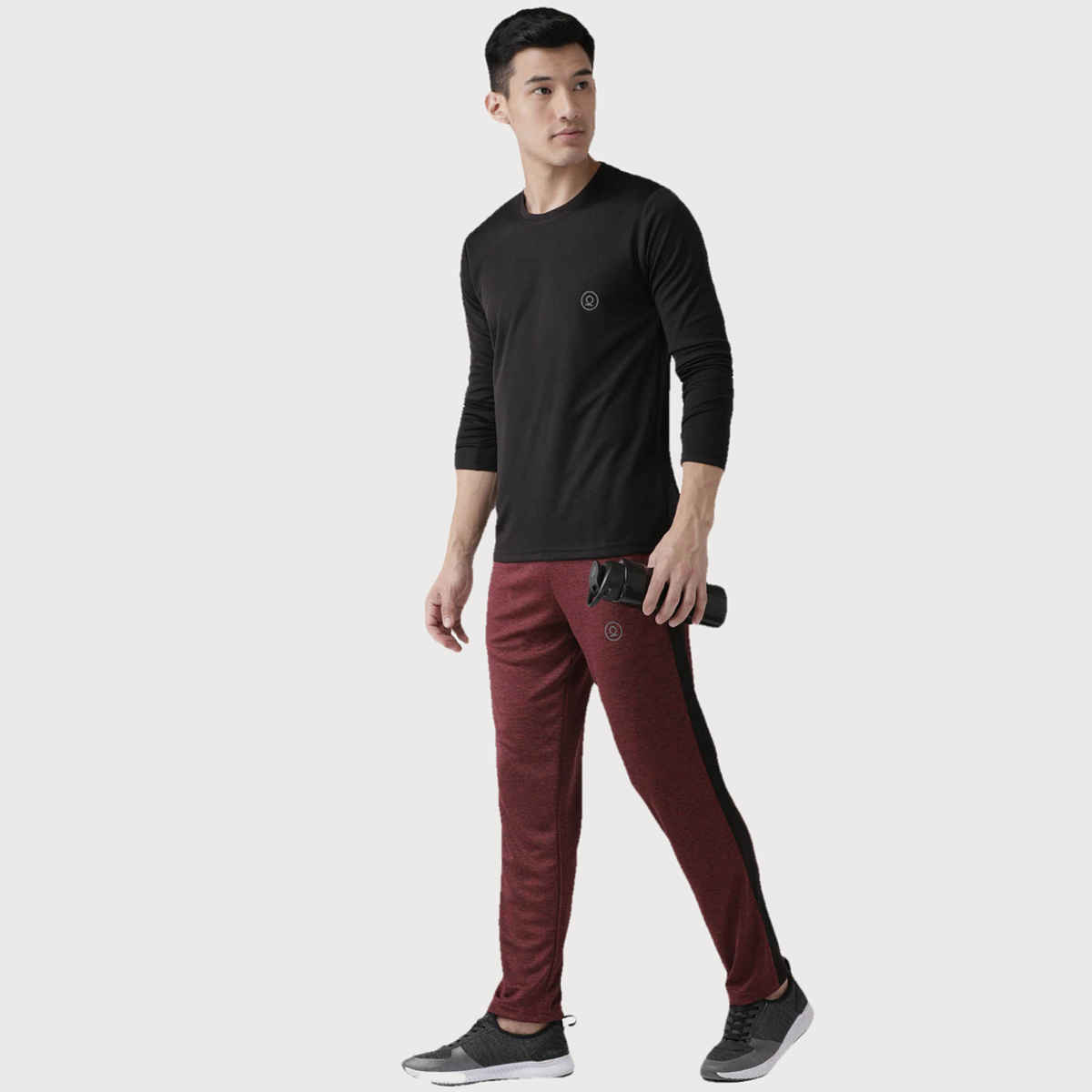 Chkokko Men's Gym Regular Fit Full Sleeves T-shirt | Black - L