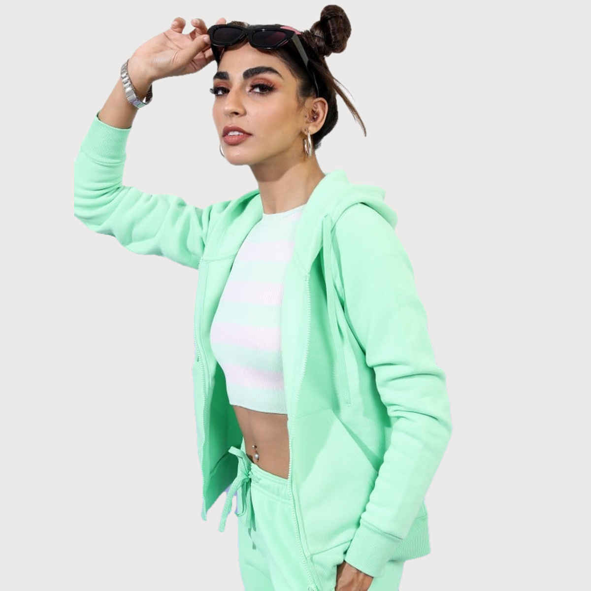 Ketch Women Full Sleeve Slim Fit Sweatshirt | Green | M