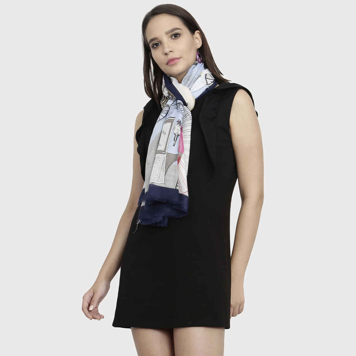 Fabseasons Women's Printed Scarf | Navy - One Size