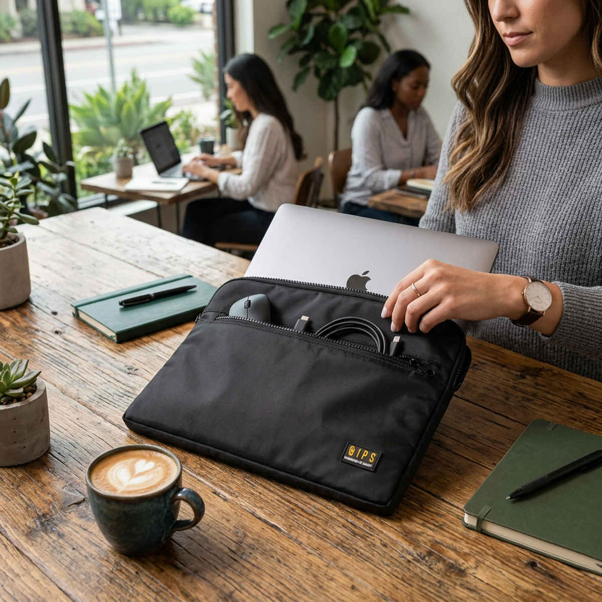 QIPS Unisex Solid Polyester 13 L Laptop Sleeve | Black