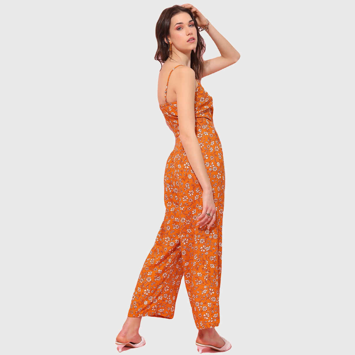 Tokyo Talkies Women's Printed Basic Jumpsuit | Yellow - M