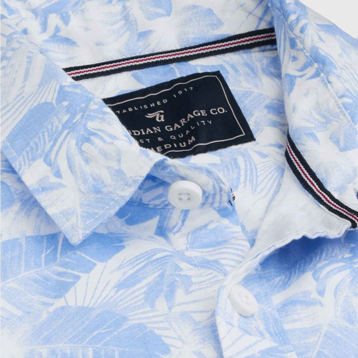 The Indian Garage Co Men's Slim Fit Abstract Print Casual Shirt | Blue - L