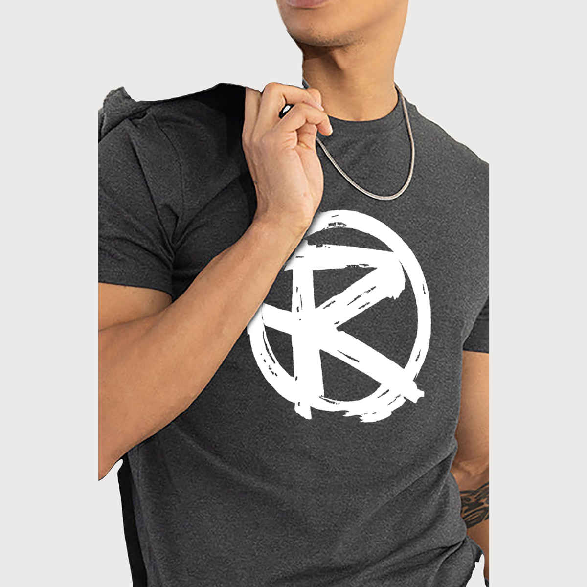 De Tees Men's Half Sleeve T-shirt | MHS-R | Charcoal Grey - S