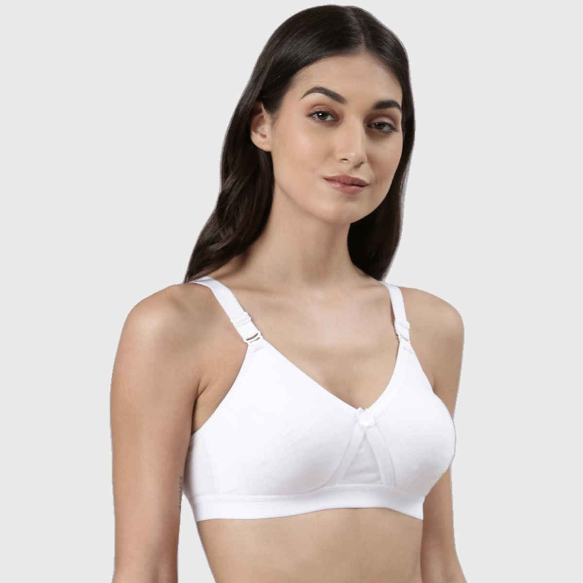 Dollar Missy Women's Cotton Wire-Free Crossover Support Bra | White - 32C