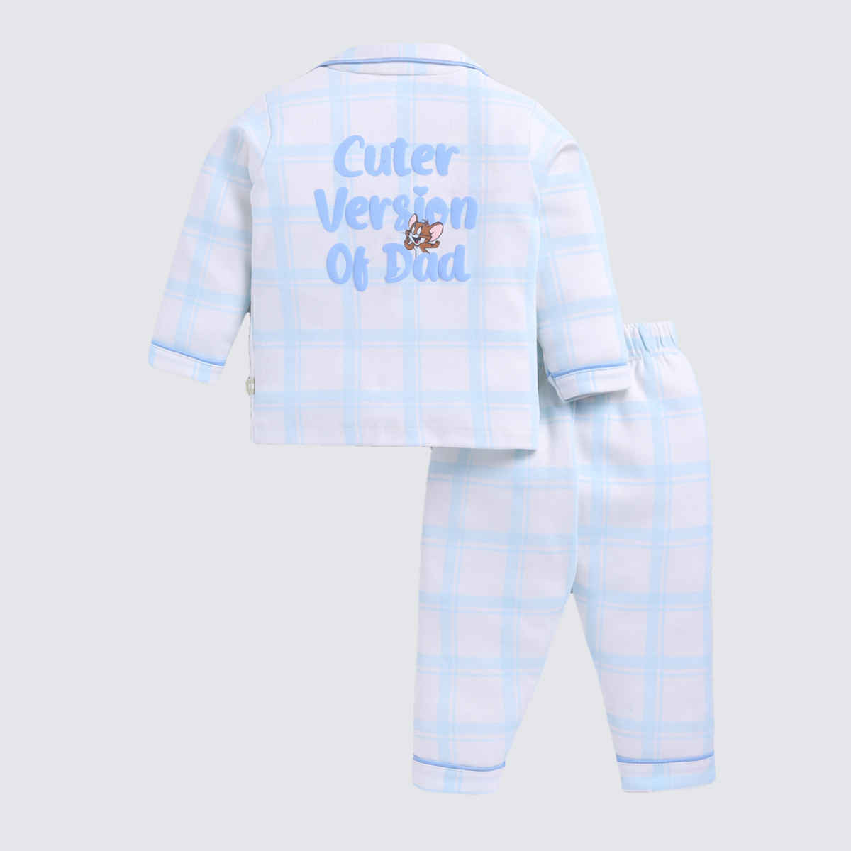 Mom's Love Boys' Printed Cotton Night suits | M.Blue | 03 - 06 months