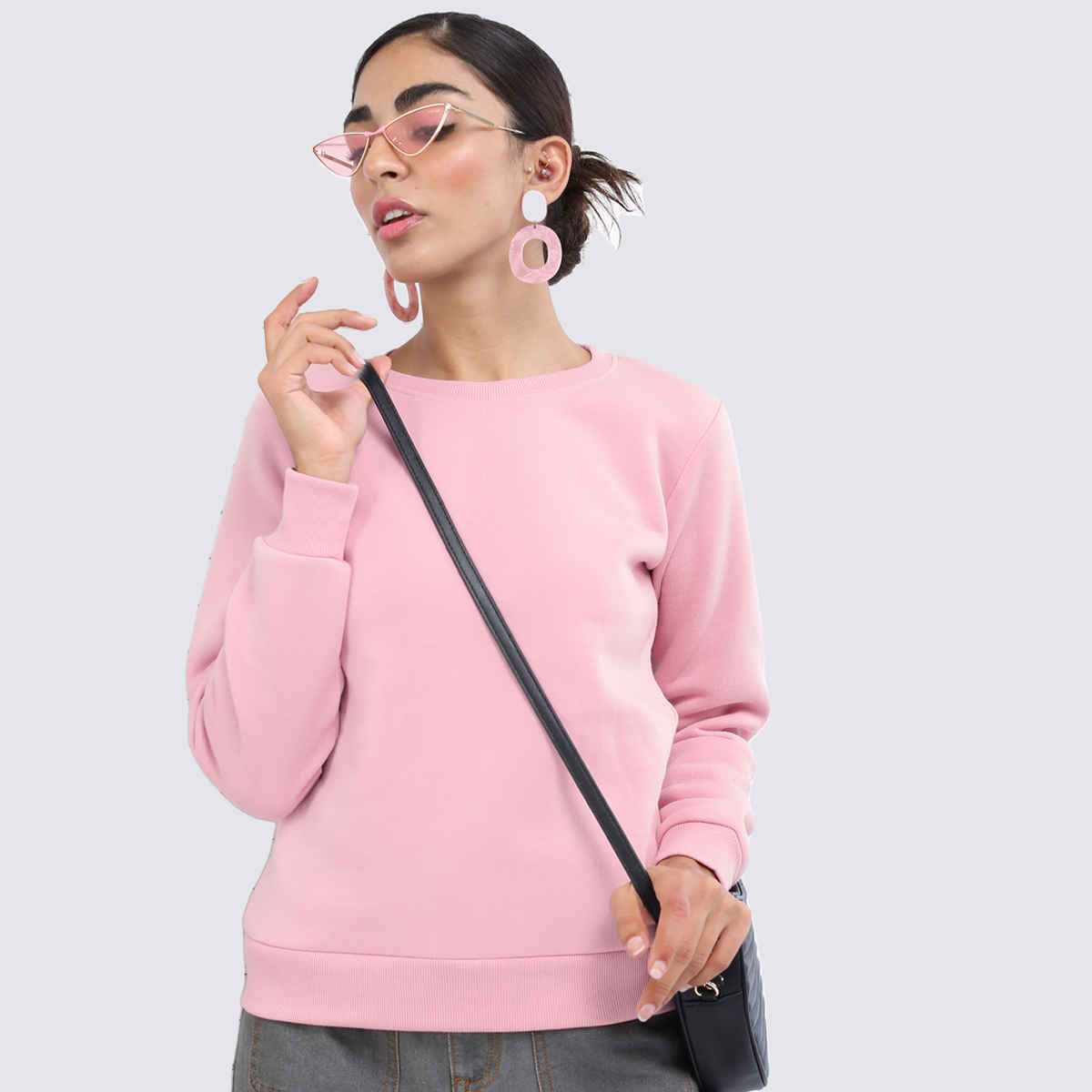 Tokyo Talkies Women's Solid Sweatshirt | Purple - XL