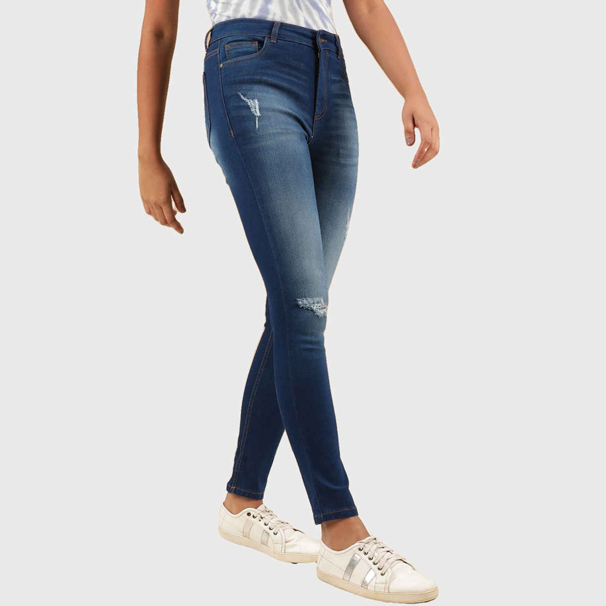 Freehand Women's Distressed Skinny Fit Denim Jeans | Blue - 30