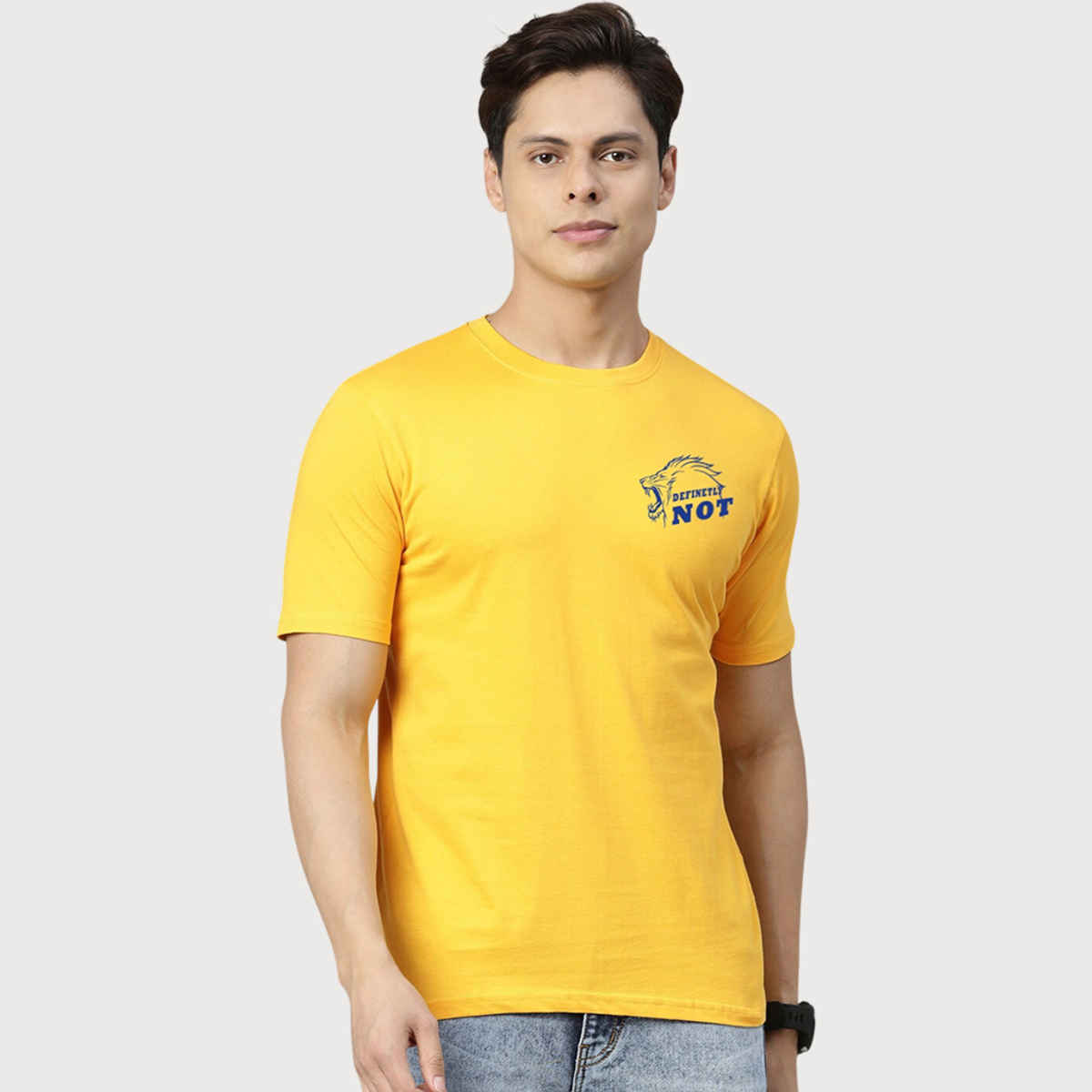 De Tees Men's IPL CSK Half Sleeve T-shirt | Yellow - M