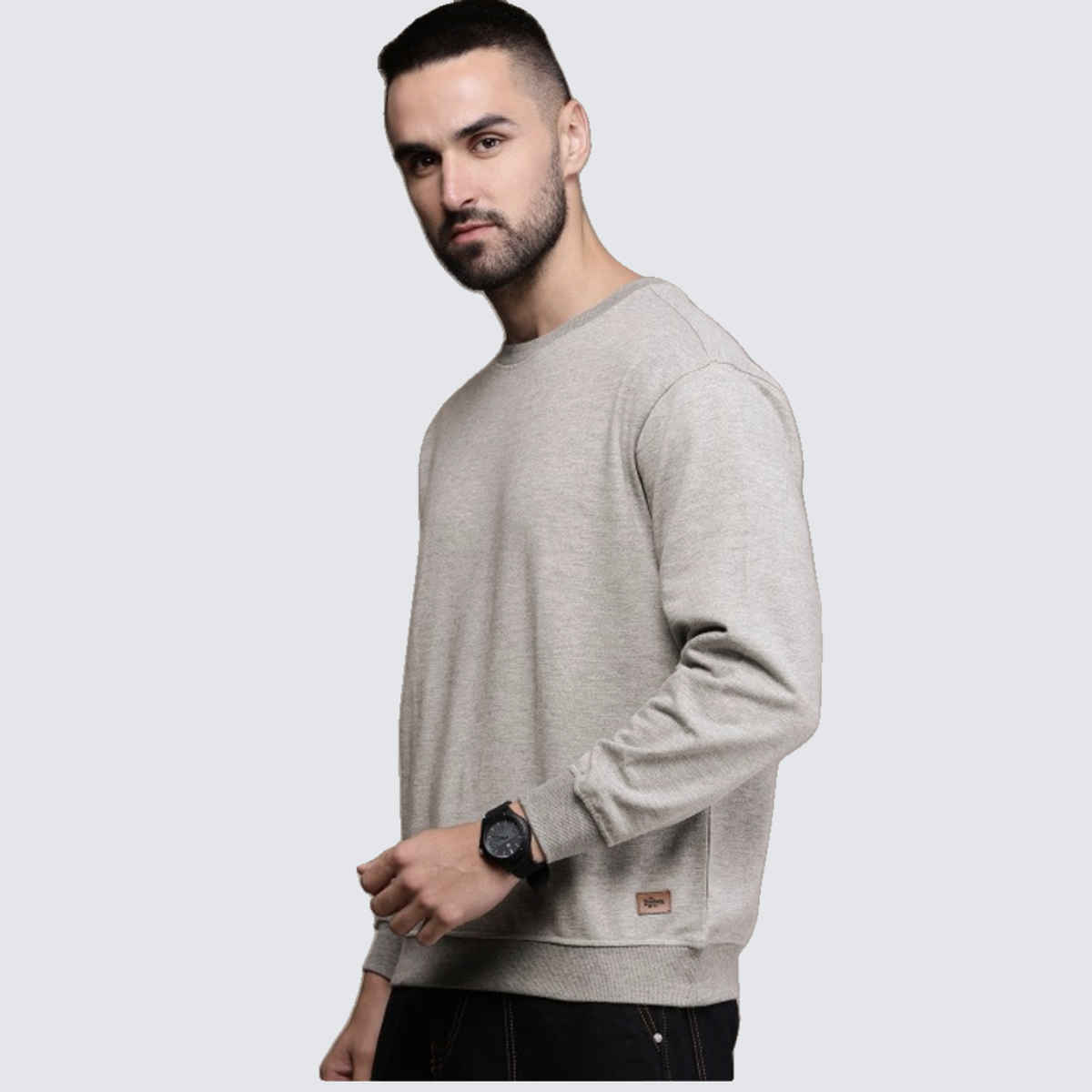 Outlaws Men's Cotton Rich Premium Sweatshirt | Grey Melenge - L