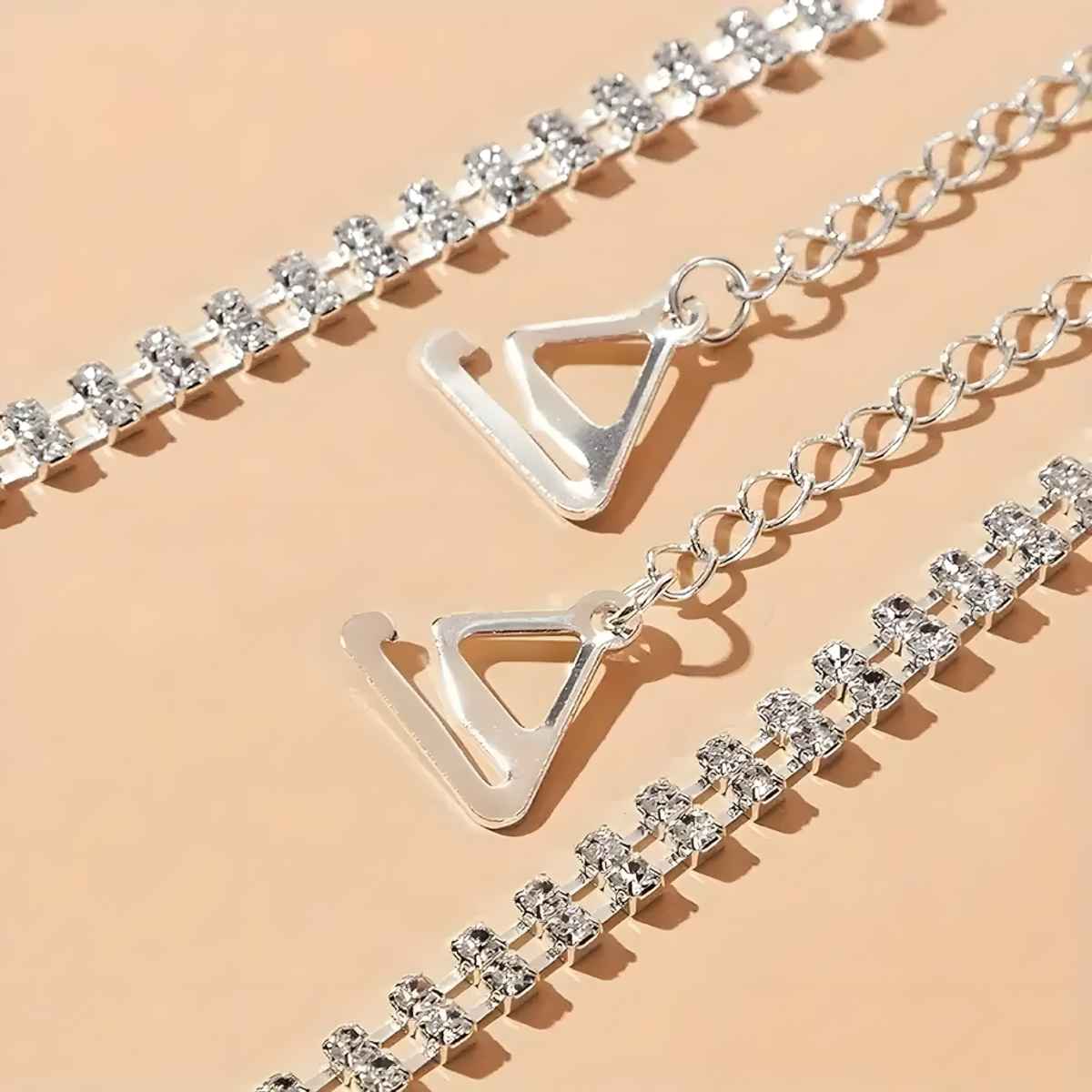 Dunberry London Women's Adjustable Rhinestone Bra Straps | Non-Slip - Silver-FS