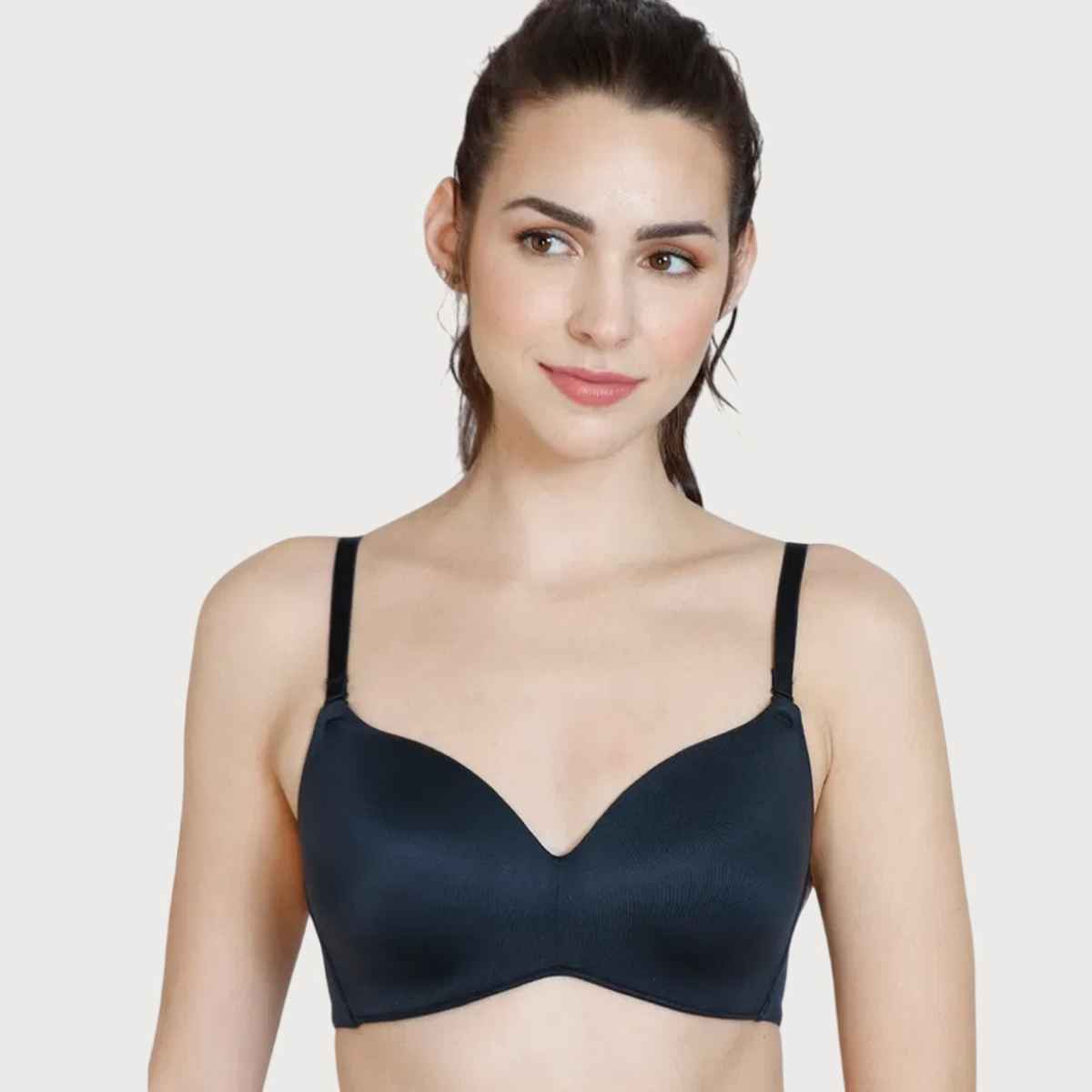 Zivame Women's At Work Padded Non Wired 3/4Th Coverage T-Shirt Bra | Black - 38C