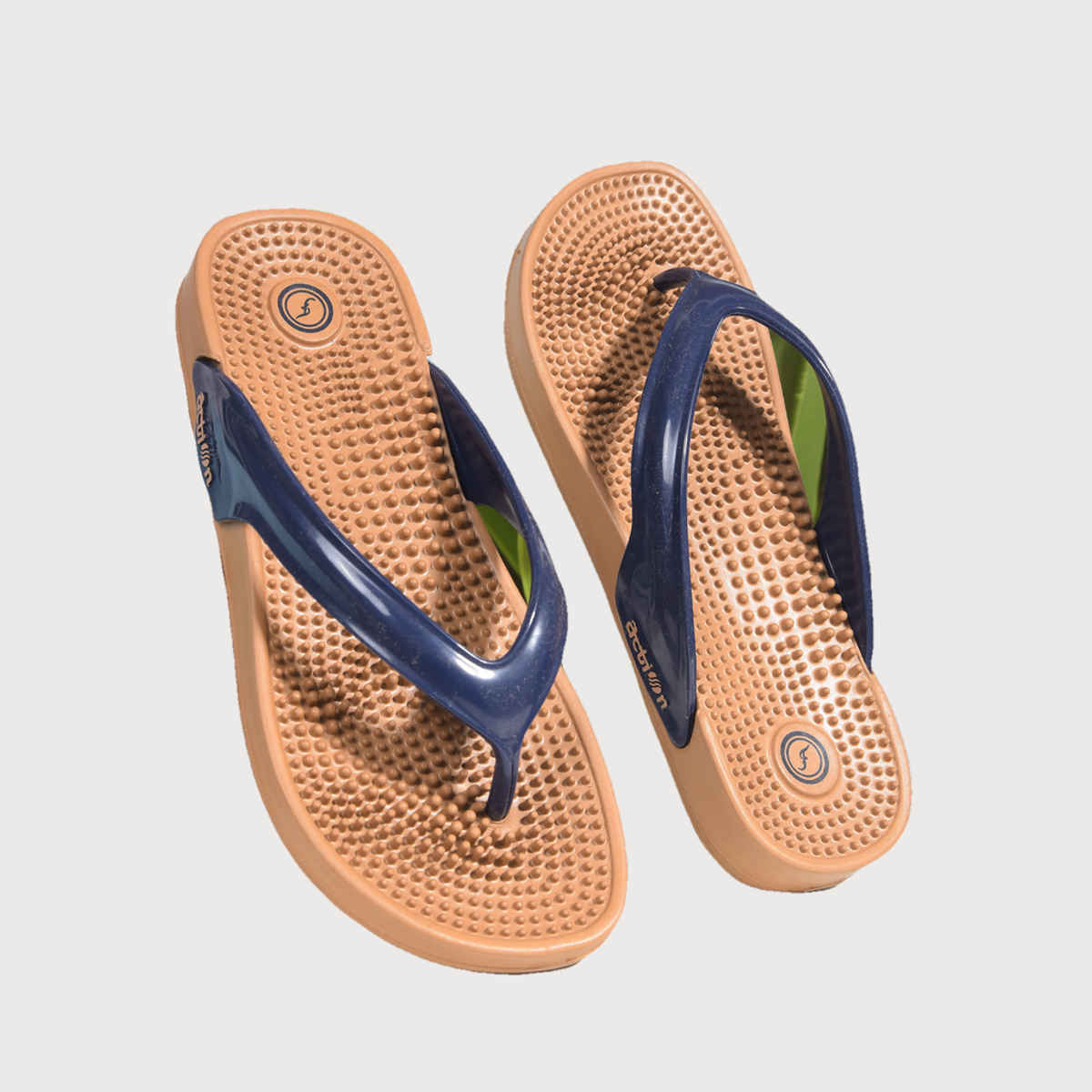 Action Women's Hran-62 Ortho Slippers | Acupressure Insole | Pain Relief Insole | Wood and Blue - UK 4