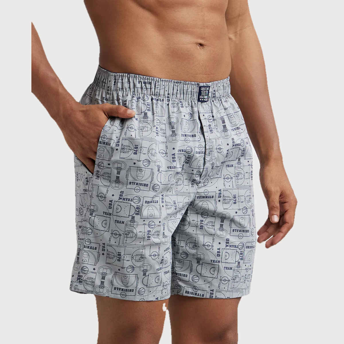 Jockey US57 Men's Super Combed Cotton Woven Printed Underwear Boxer|Side Pocket|PO2 | Multi Colour-XL