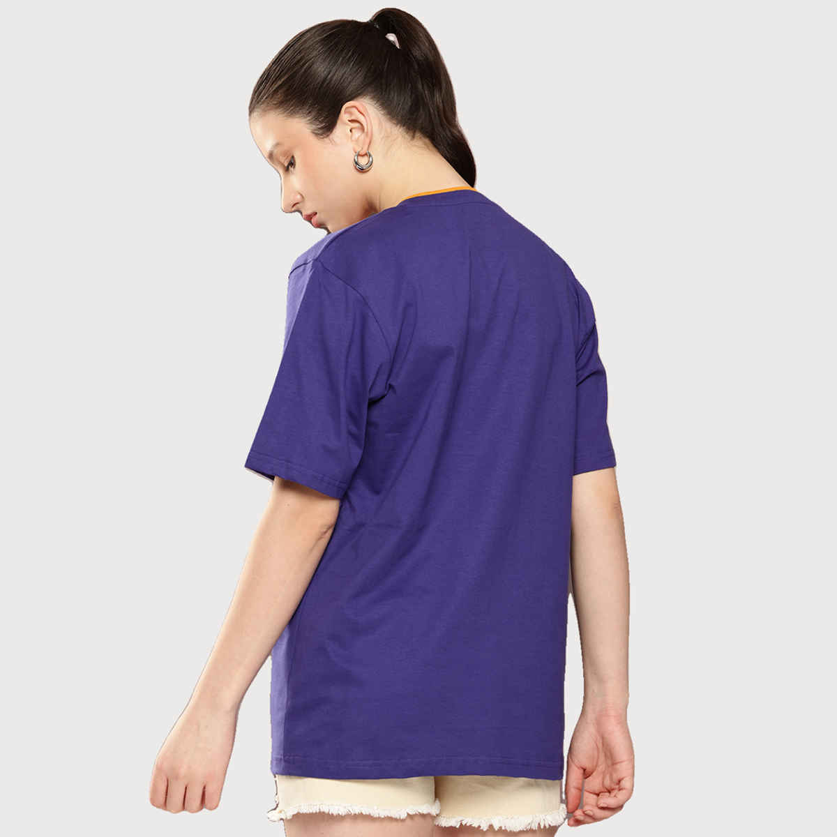 Dillinger Women's Oversized Printed V-Neck T-shirt | Navy Blue - S