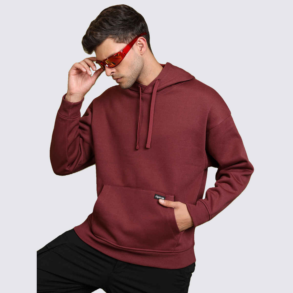 HIGHLANDER Men's Hooded Long Sleeves Sweatshirt | Magenta - S